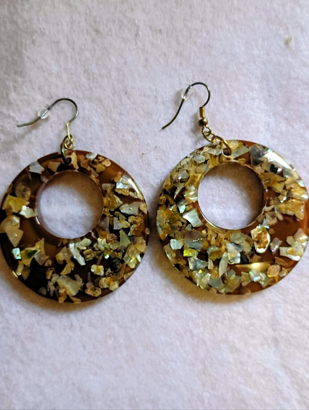 Gold-Tone Shell Inlay Hoop Earrings - Women Jewelry